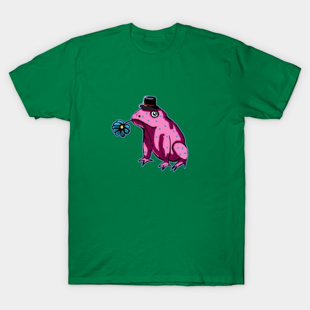 Pink Toad  Gentleman  with a top hat T-Shirt by Kyradem